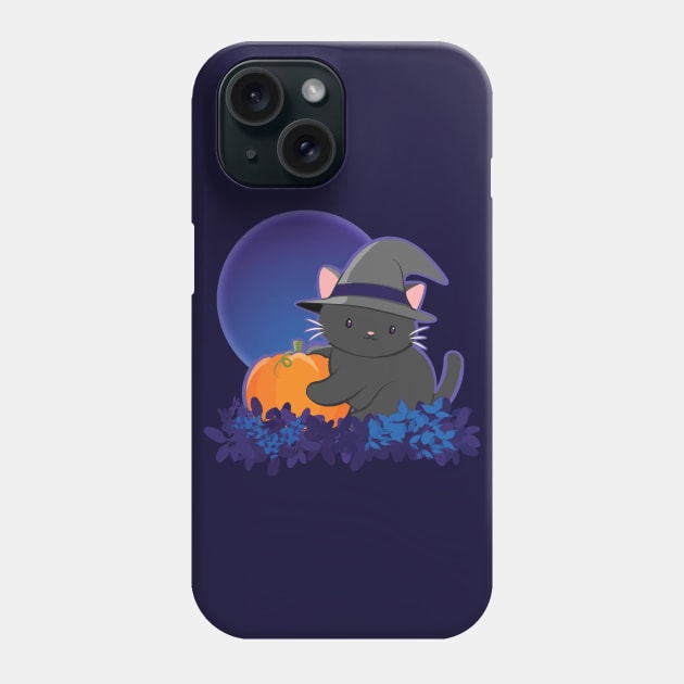 Halloween Black Cat with Pumpkin Phone Case by Irene Koh Studio