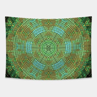 Weave Mandala Green and Orange Tapestry