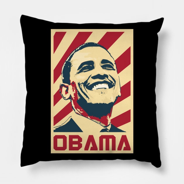 Barack Obama Retro Propeganda Pillow by Nerd_art