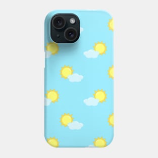 Sun and Clouds Pattern 2 in Light Blue Phone Case