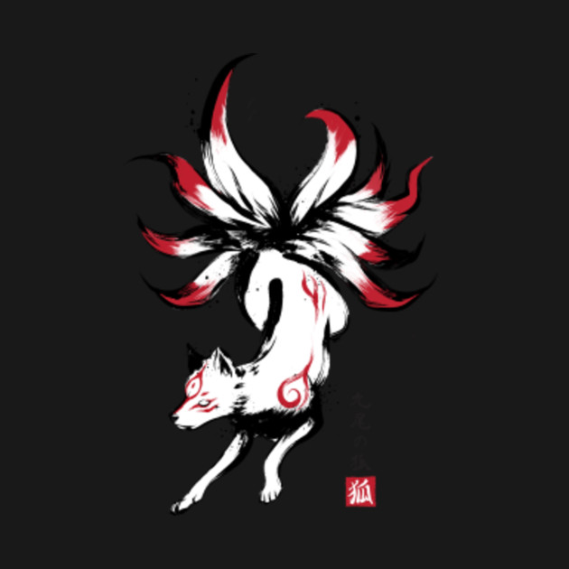 Discover Kyubi no kitsune sumi-e - Nine Tails Fox - T-Shirt