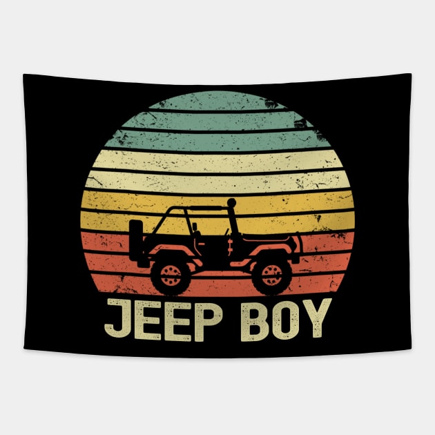 Jeep Boy Vintage Jeep retro jeep sunset jeep jeep Kid Jeep Men Tapestry by Liza Canida