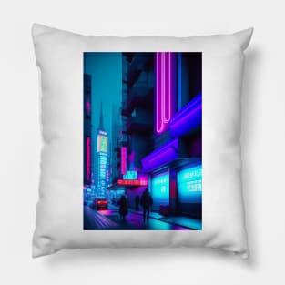 Neon Nightscape Tokyo Pillow