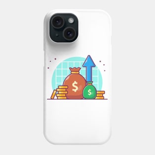 Stack and sack of money cartoon Phone Case