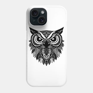 Black Ornamental Whimsical Owl Phone Case