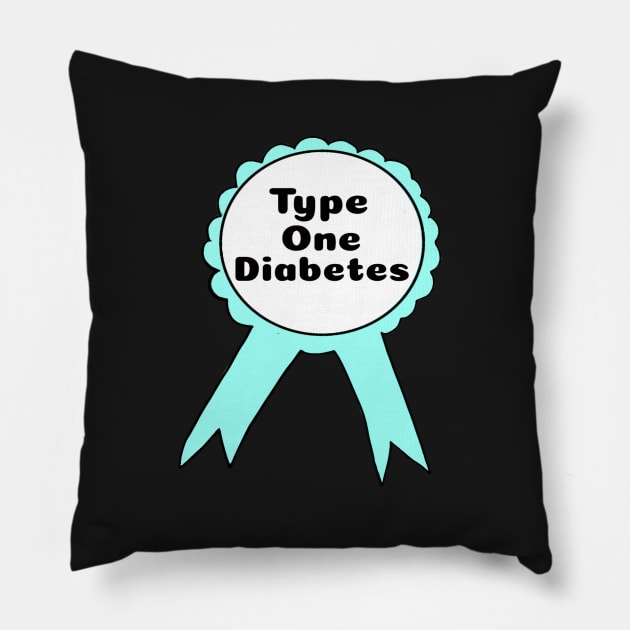 T1D Ribbon - Light Blue Pillow by CatGirl101