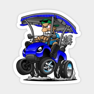 Funny Golf Cart Hotrod Golf Car Popping a Wheelie Cartoon Magnet