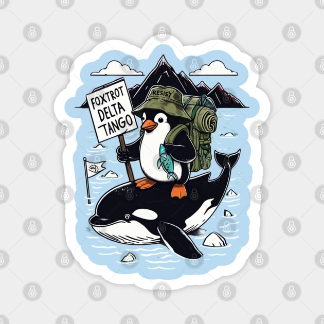 Resist-Penguin Magnet by Creatifly Graphic Tees