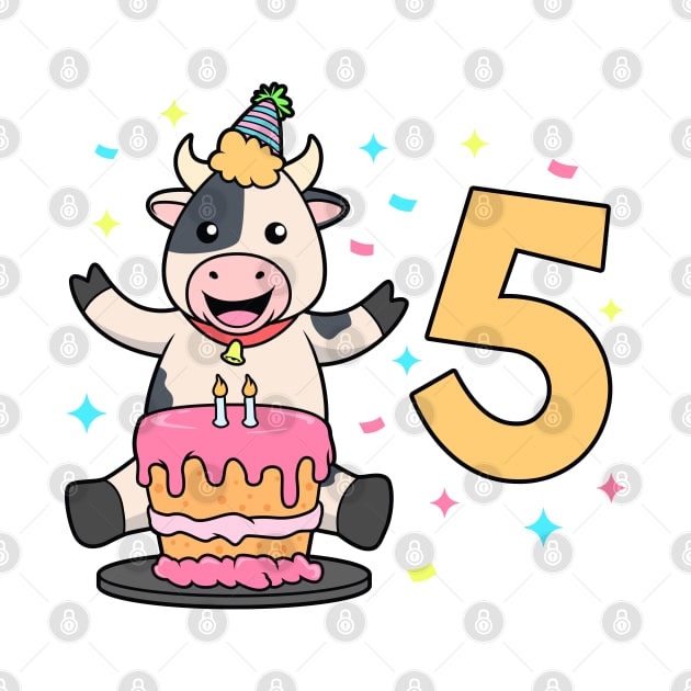 I am 5 with cow - kids birthday 5 years old by Modern Medieval Design