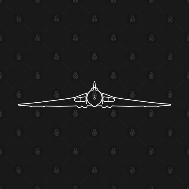 Avro Vulcan classic aircraft outline graphic (white) by soitwouldseem