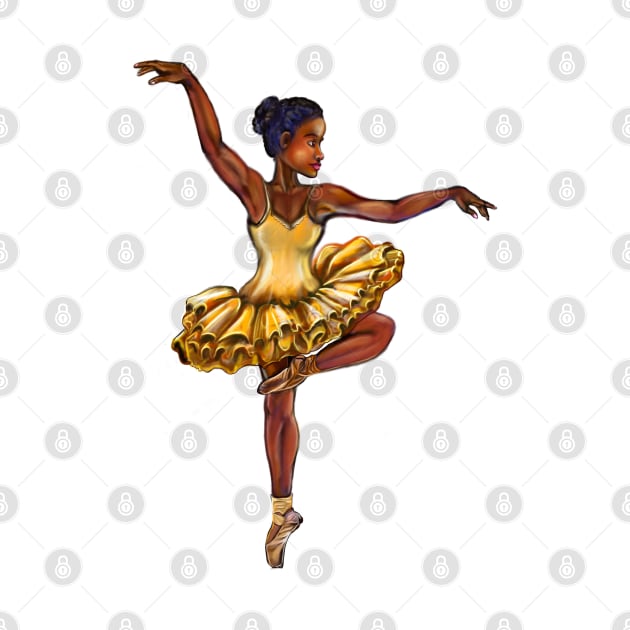 Ballerina in yellow dress- brown skin ballerina by Artonmytee