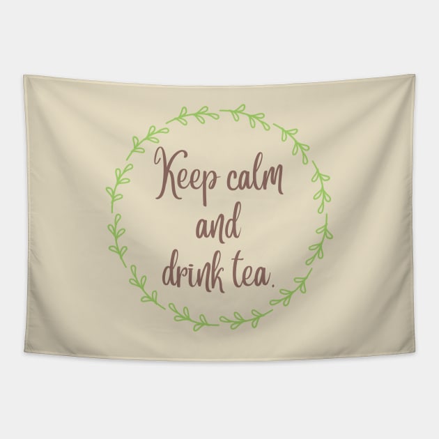 Keep calm drink tea Tapestry by CuppaDesignsCo