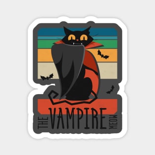 The Vampire Meow • Cute Evil Black Cat • Collection: Mad Lockdown Cat • Vintage design Magnet