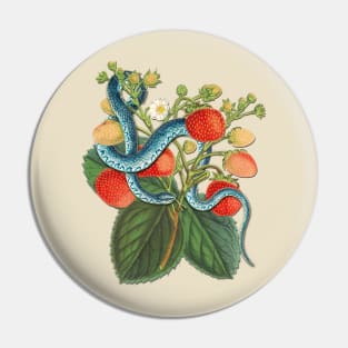 Vintage Blue Tree Snake and Strawberry Plant Pin