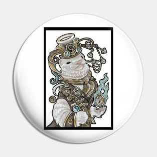 Steampunk Angel Ferret - White Outline Pin