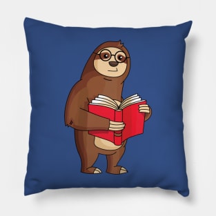 Cute Sloth Reading A Book 2 Pillow