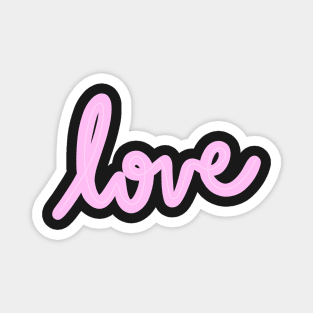 Cursive Love Font Lettering Pink and Black, made by EndlessEmporium Magnet