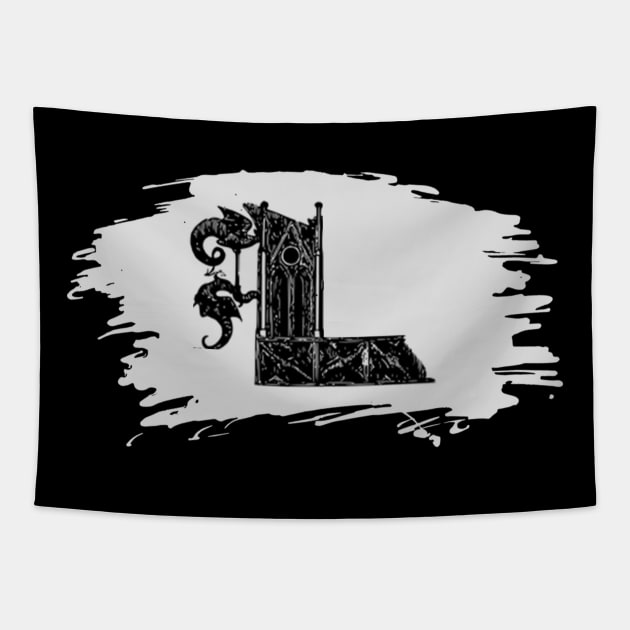 Gothic letter L – Alphabet typography Tapestry by IrvinGoth Garden