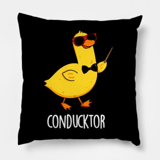 Con-duck-tor Cute Duck Pun Pillow