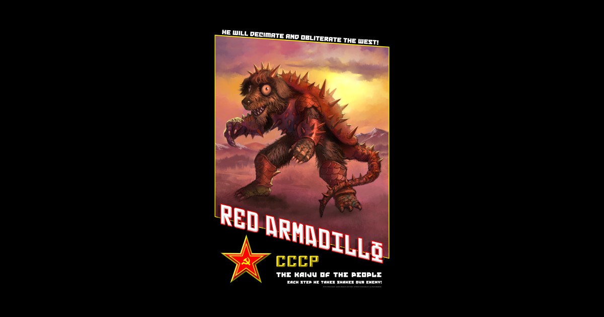 Red Armadillo Kaiju TShirt TeePublic