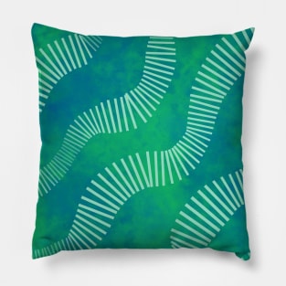 Green Bali with lines Pillow