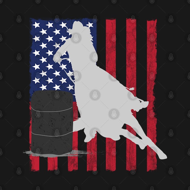 Barrel Racing - Barrel Racer USA Flag by Kudostees