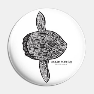 Ocean Sunfish or Mola with Common and Latin Names - on light colors Pin