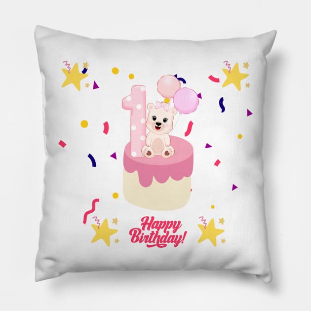 Happy birthday, child, child's year, child's birthday, first year of life, baby, little child Pillow by Greenmillion