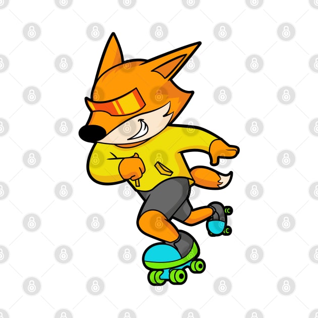 Fox as Skater with Roller skates by Markus Schnabel