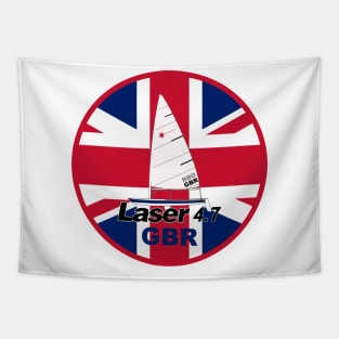 laser class sailboat on flag Great Britain Tapestry