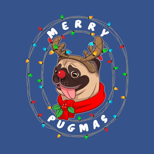 Funny Cute Pug Cool Merry Pugmas Christmas Gift by teeleoshirts