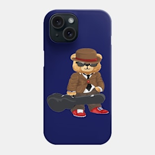 Teddy Bear  in Musician Stylish carrying guitar case Phone Case