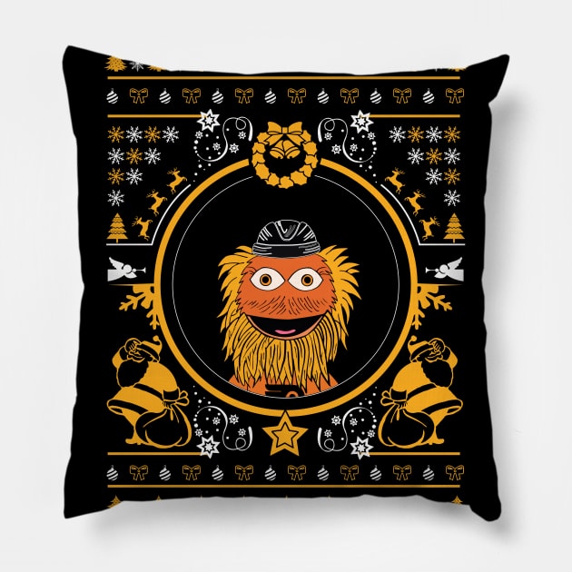 Christmas Gritty Mascot! Pillow by Brains