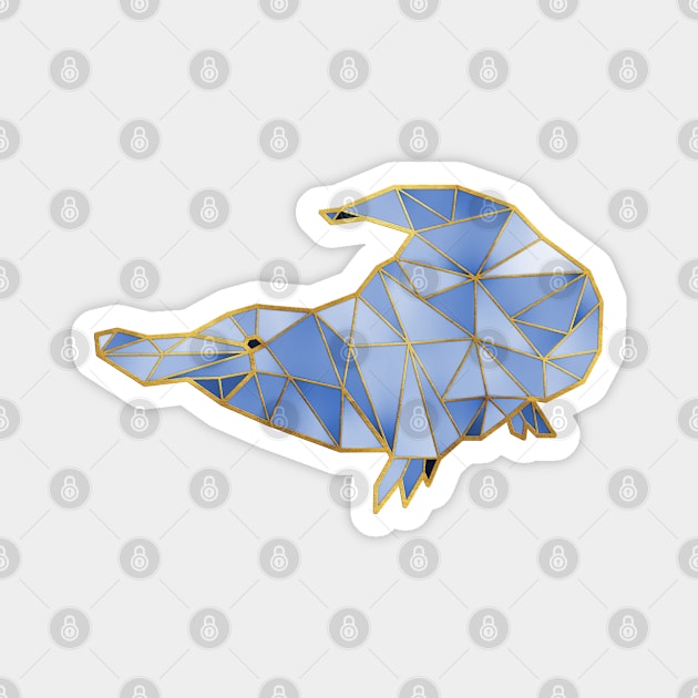 Platypus Geometric Gold Lines 3 Magnet by HappyGiftArt