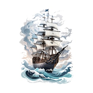 Halloween Spectral Voyages: The Ghostly Pirate Ship T-Shirt