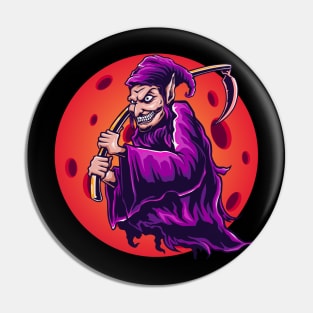 Grim Reaper Illustration Pin