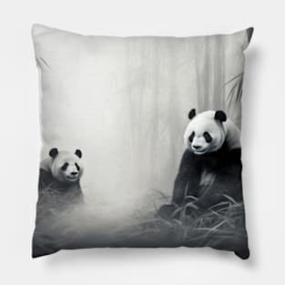 Panda Animal Discovery Wild Nature Ink Sketch Style Pillow