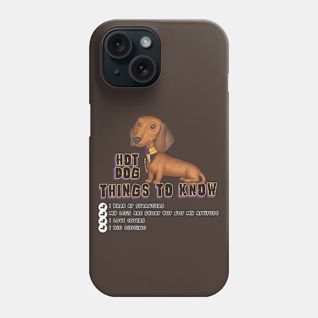 Cute Adorable Doxie Red Dachshund with kerchief hot dog Phone Case by Danny Gordon Art