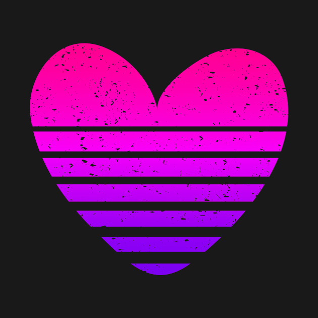 Purple to Pink Heart / Vintage Vaporwave Sunset Retro Design by PerttyShirty