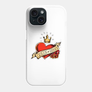 Queen of Hearts Old Tattoo Concept with Roses Phone Case