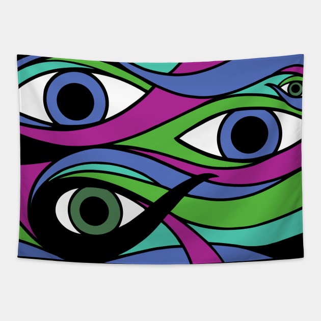 Trippy Eyeball Purple Tapestry by Bee Trippy