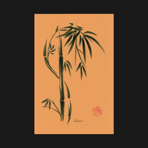 Gracious - Sumie Ink Brush Pen Bamboo Painting by tranquilwaters