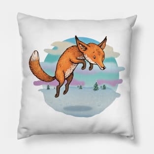 Winter fox - daytime Pillow