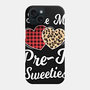 Heart Leopard Buffalo Plaid Valentines Day Pre-K Teacher Phone Case