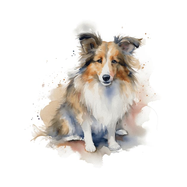 Shetland Sheepdog Watercolor Style by Gadsengarland.Art