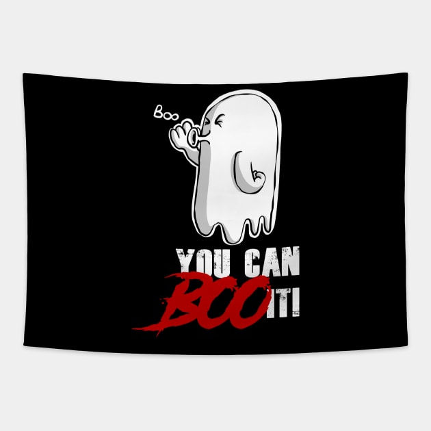 You Can Boo It! Funny Ghost Tapestry by Kev Brett Designs