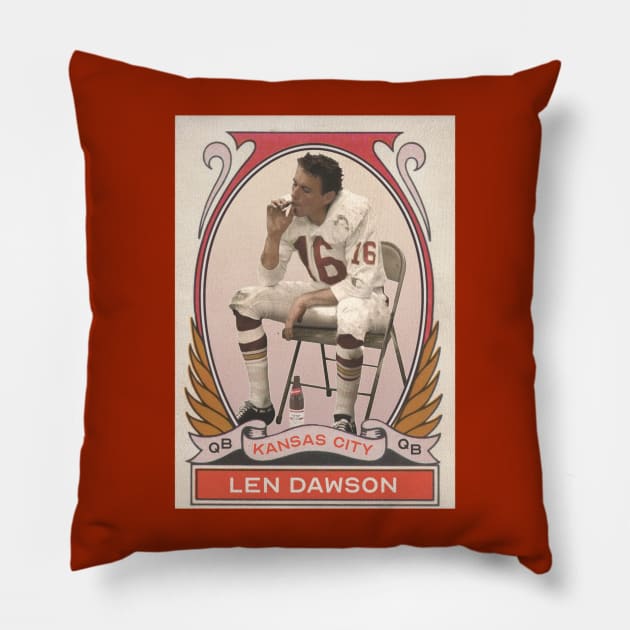 Len Dawson Vintage Football Card Pillow by darklordpug