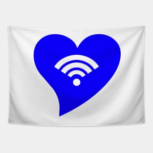 Blue WiFi Heart Tapestry