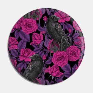 Ravens and magenta roses Pin