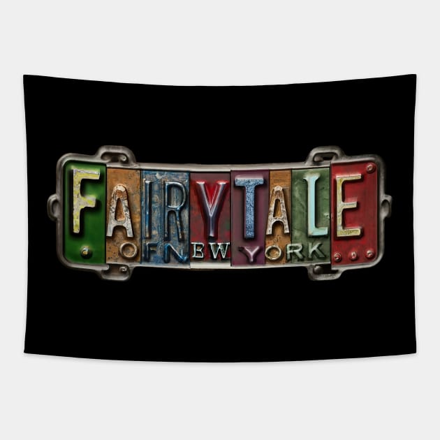 Fairytale Of New York - Vintage AI Generated Street Sign License Plate Tapestry by Sorry Frog